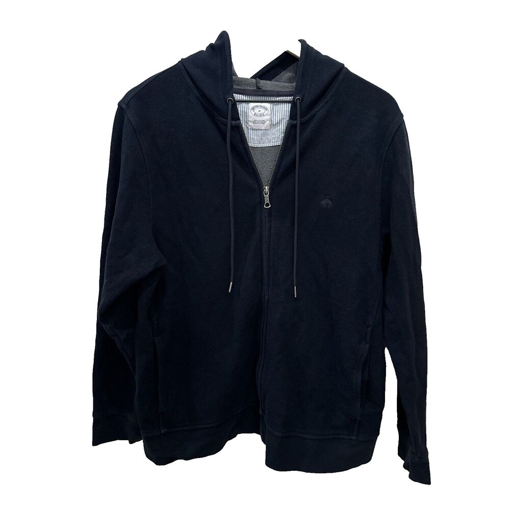 Brooks Brothers Men’s Navy Blue Full Zip Hoodie Sweatshirt Logo Size Medium